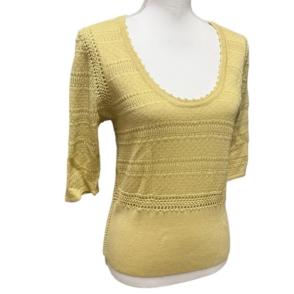 Sea New York The Riverlane Syble Pointelle Short Sleeve
Sweater Yellow Large NWT - Picture 15 of 16